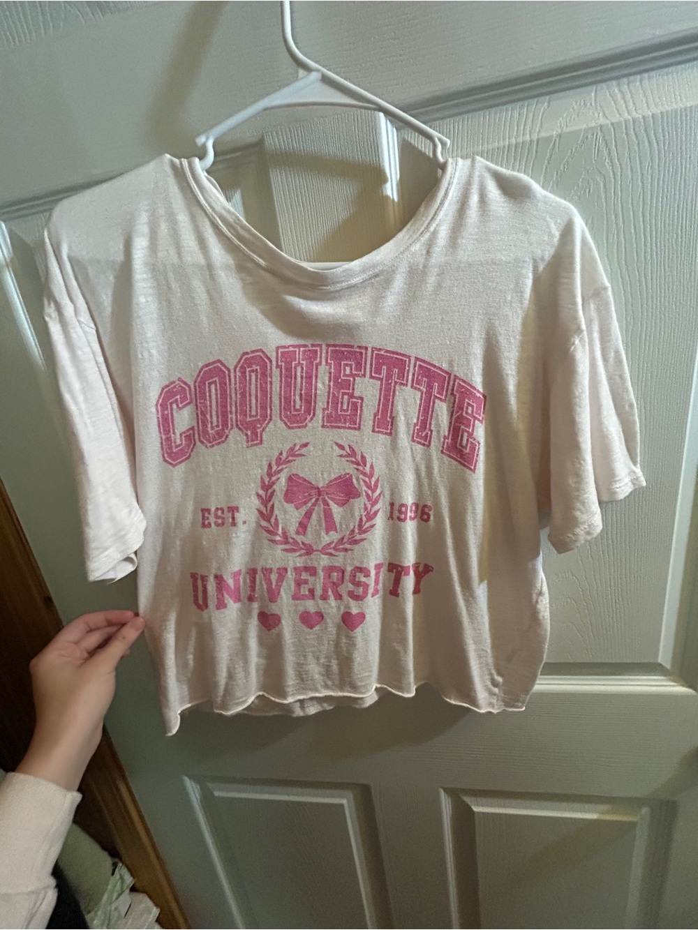 Coquette University Pink Graphic Crop Top